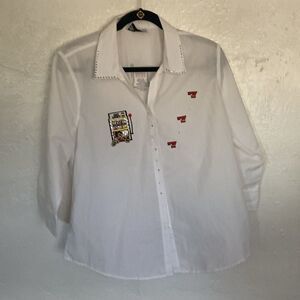 Get Lucky White Casino Cool Shirt 3/4 Length sleeve size Large